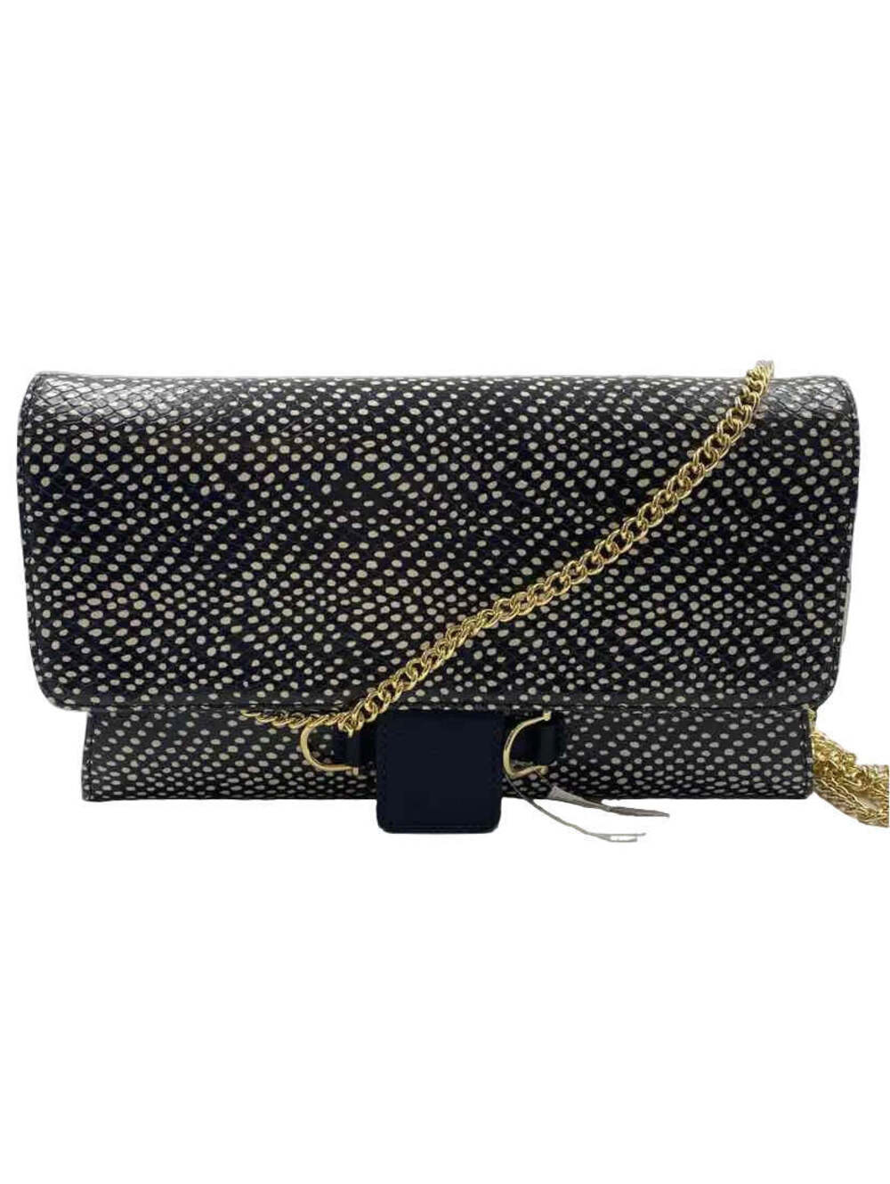NWT TALBOTS Black White OCELOT Print Leather Clutch w/Opt Chain Crossbody Strap